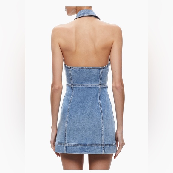 Alice + Olivia Kendall Denim Halter Minidress - Picture 4 of 8